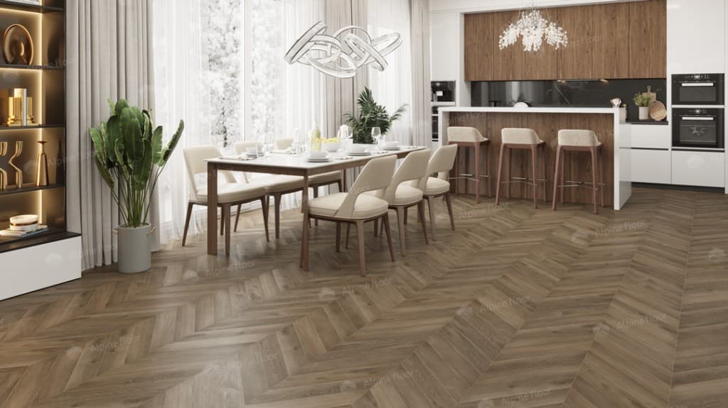 LVT плитка  Дуб Насыщенный Шеврон Chevron ECO 20-4