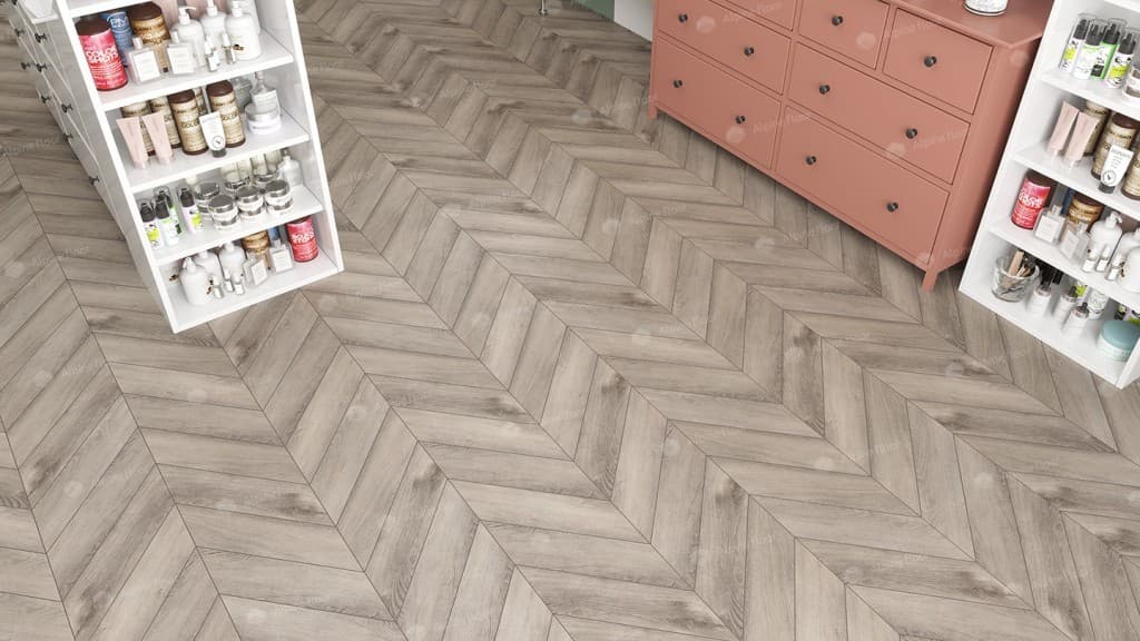 SPC ламинат Альпийский шеврон (Chevron Alpine) Дуб Исида ECO 18-8 MC