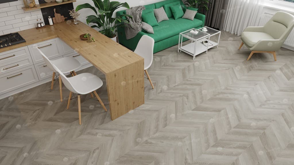 SPC ламинат Альпийский шеврон (Chevron Alpine) ДУБ ФАНТАЗИЯ ECO 18-1 MC